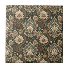 Mooie Vintage Art Nouveau Bloemenschildering Patro Tegeltje