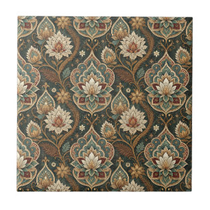 Mooie Vintage Art Nouveau Bloemenschildering Patro Tegeltje