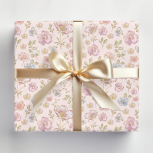 Mooie Vintage Bloemen Bloempatroon Cadeaupapier