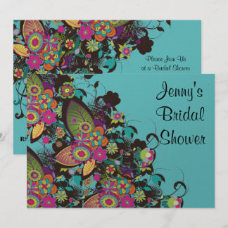mooie vintage bloemen feestelijke bruidsdouche kaart