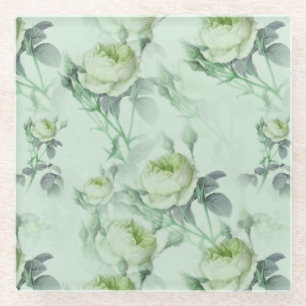 Mooie vintage bloemen glazen onderzetter