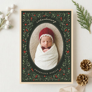 Mooie Vintage Bloemige Kerst Geboorte Aankondiging