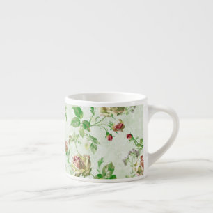 Mooie vintage bloempatroon roze rozen espresso kop