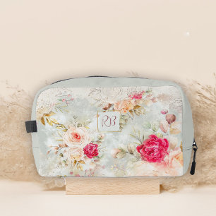 Mooie Vintage Bloemrozen Monogram Toilettasje
