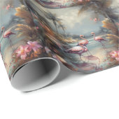 mooie vintage botanische schildering flamingo's cadeaupapier (Rol Hoek)