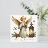 Mooie Vintage Christmas Angel Flat Kaart (Staand voorkant)