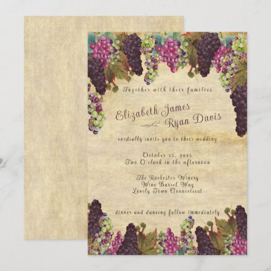 Mooie vintage druivenranken rustige trouwdag kaart (Voorkant / Achterkant)