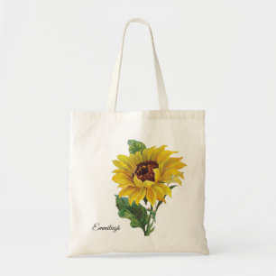 Mooie vintage geelbruine zonnebloem tote bag
