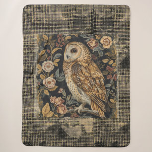 Mooie vintage haan en bloemenpatroon, geruit sherpa deken