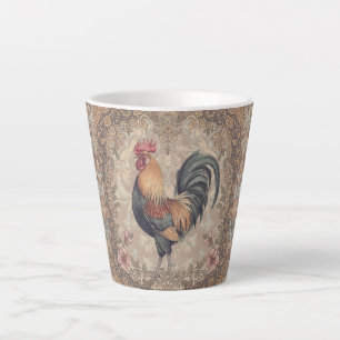 Mooie vintage haan en bloemenpatroon latte mok