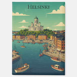 Mooie vintage Helsinki Finland stadsgezicht Magneet