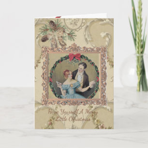 Mooie Vintage kerstkaart met echtpaar Bedankkaart