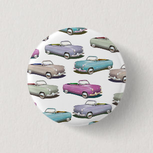 Mooie vintage klassieke auto's patroon ronde button 3,2 cm