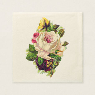Mooie Vintage Meisjesachtige Bloem Kunst Servetten