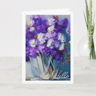 Mooie Vintage Paarse Bloemen Hallo Kaart