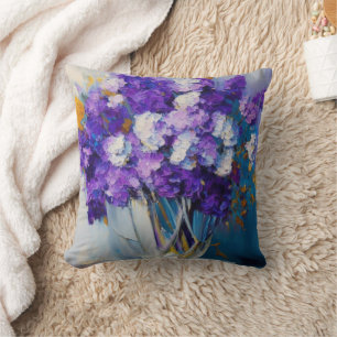 Mooie Vintage Paarse Bloemen Kussen