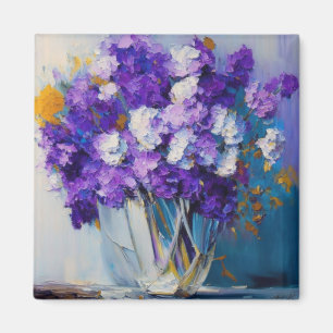 Mooie Vintage Paarse Bloemen Magneet