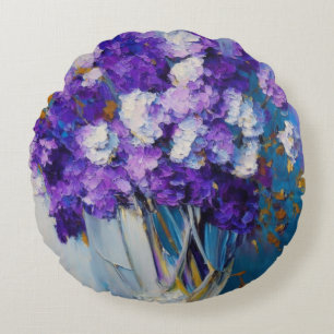 Mooie Vintage Paarse Bloemen Rond Kussen