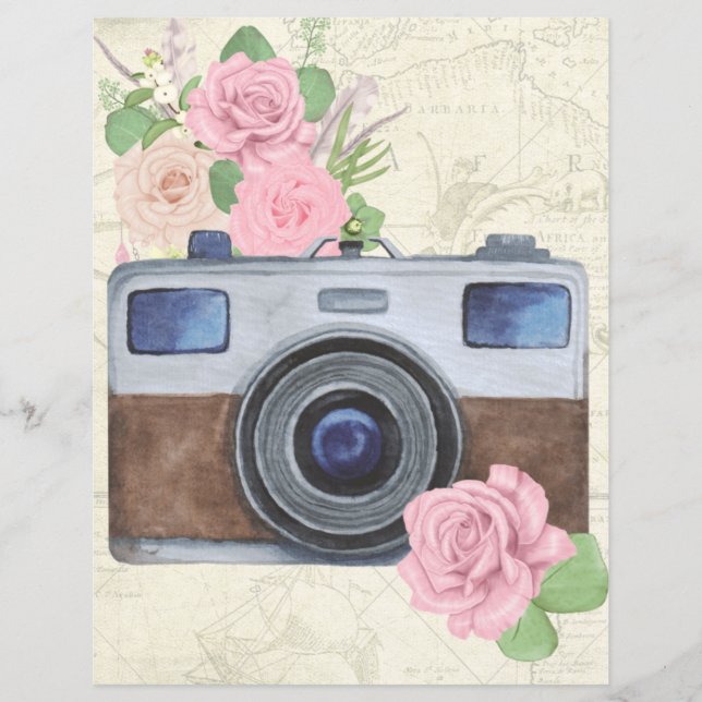 Mooie vintage reiscamera scrapbooking  (Voorkant)