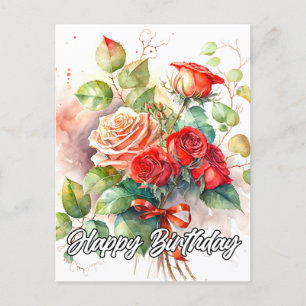 Mooie Vintage Rode Rozen Briefkaart