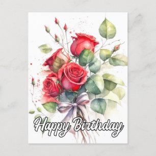 Mooie Vintage Rode Rozen Briefkaart