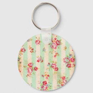 Mooie vintage rozen en andere bloemen sleutelhanger