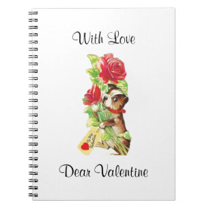 Mooie Vintage Valentijn Boston Terrier Puppy Notitieboek