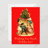 Mooie vintage Victoriaanse kerstkaartillustraties Feestdagenkaart (Voorkant / Achterkant)