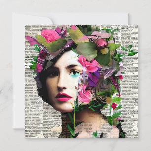 Mooie Vintage Vrouw Papier Collage Kunst