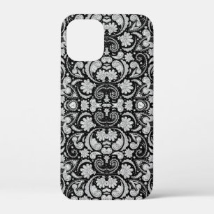 Mooie vintage zwart witte paisley patronen iPhone 12 mini hoesje