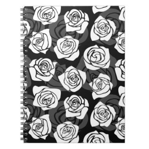 Mooie vintage zwarte en witte rozen notitieboek