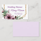 Mooie Violet Bloemen Bruiloft Planner Visitekaartje (Voorkant / Achterkant)