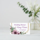 Mooie Violet Bloemen Bruiloft Planner Visitekaartje (Staand voorkant)