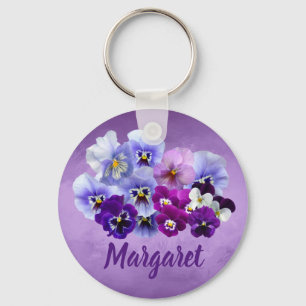 Mooie Viooltjes Bloemen Sleutelhanger