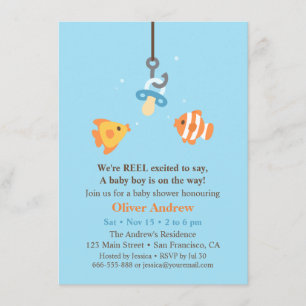 Mooie Vis Aas Visvangst Baby Shower Uitnodigingen