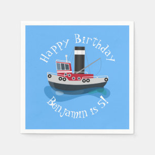 Mooie vissersboot cartoonillustratie servet