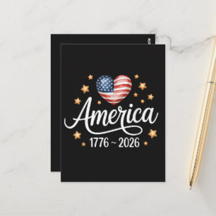 Mooie Vlag Hart 1776-2026 4 juli 250ste Briefkaart