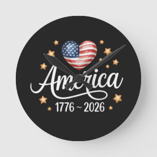 Mooie Vlag Hart 1776-2026 4 juli 250ste Ronde Klok
