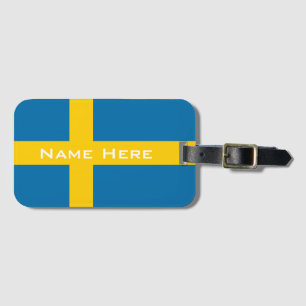 Mooie vlag van Zweden met monogram Bagagelabel