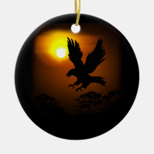 Mooie vliegende Eagle Surreal Sky Silhouette Keramisch Ornament