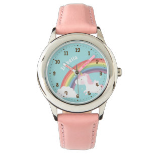Mooie vliegende eenhoorn regenboog gepersonaliseer horloge