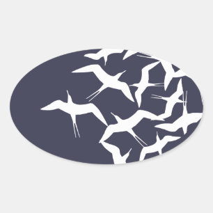 Mooie Vliegende Vogels Patroon Product Ovale Sticker
