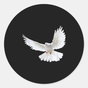 Mooie Vliegende Vreedzame Witte Duif Foto Silhouet Ronde Sticker