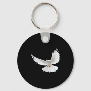 Mooie Vliegende Vreedzame Witte Duif Foto Silhouet Sleutelhanger