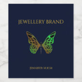 Mooie vlinder donkerblauw wijn etiket (Enkel label)