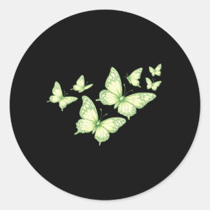 Mooie Vlinder Groene Vlinder Liefhebbers Vrouwen Ronde Sticker