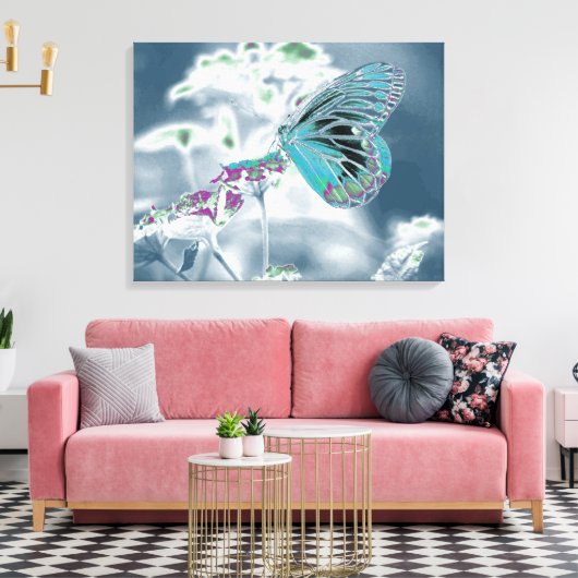 Mooie vlinder op bloem canvas afdruk (Insitu (Woonkamer))