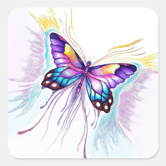 Mooie vlinder vierkante sticker (Voorkant)