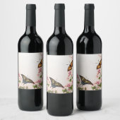 Mooie vlinderbloemigen wijn etiket (Flessen)