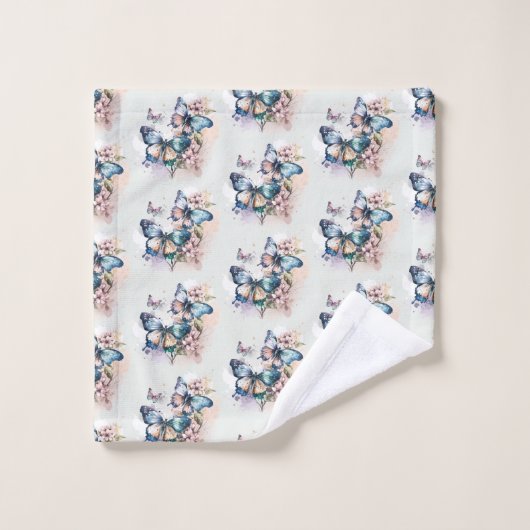 Mooie Vlinders en Bloemen Patroon Bad Handdoek (Wasdoekje)